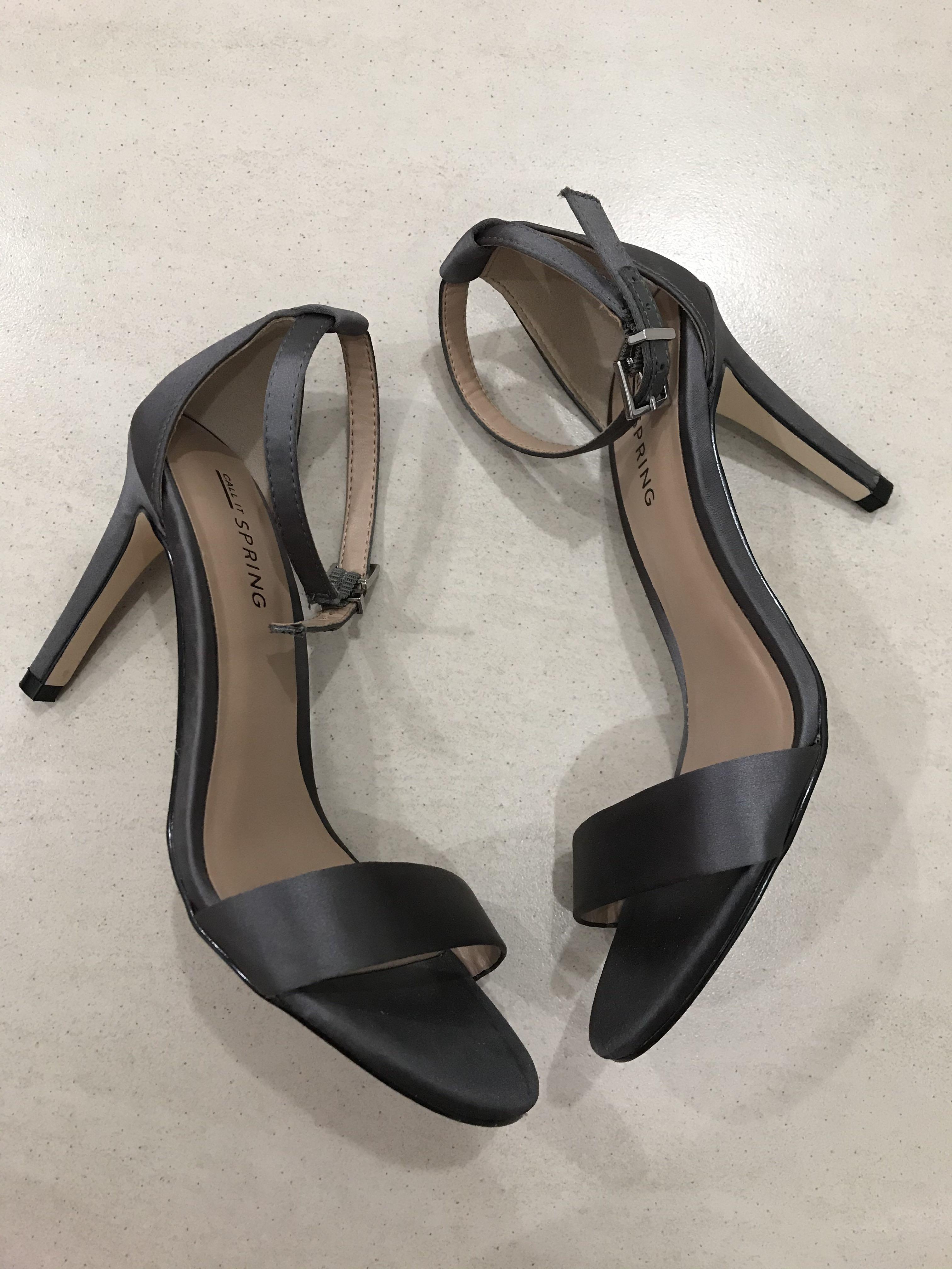 Grey satin new arrivals heels