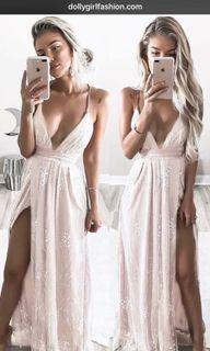 Dolly Girl Fashion Formal Prom Glitter Tie Back Dress