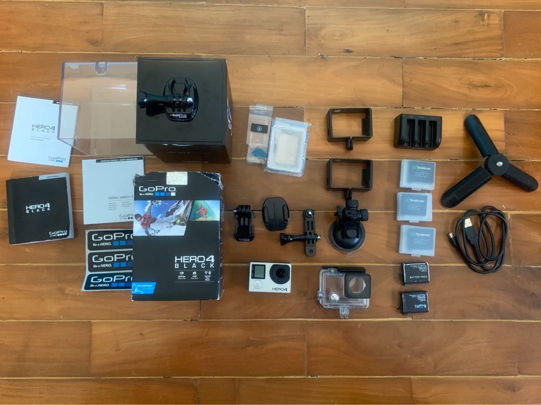 Go Pro Hero 4 Black (Category: Gimbals & Stabilizers ) located in Makati City. Submitted by bhv0408 (Listing ID 1005259189, Image 1). Description: Selling my Go Pro Hero 4 Black Edition Bought as brand new ( First Owner) Used only during vacation trip with box (Please see the attached pictures) All items you see on the pics are included Smartree battery are in good condition Condition: 9/10 RFS: Prefer to use iphone during trips and Decluttering 