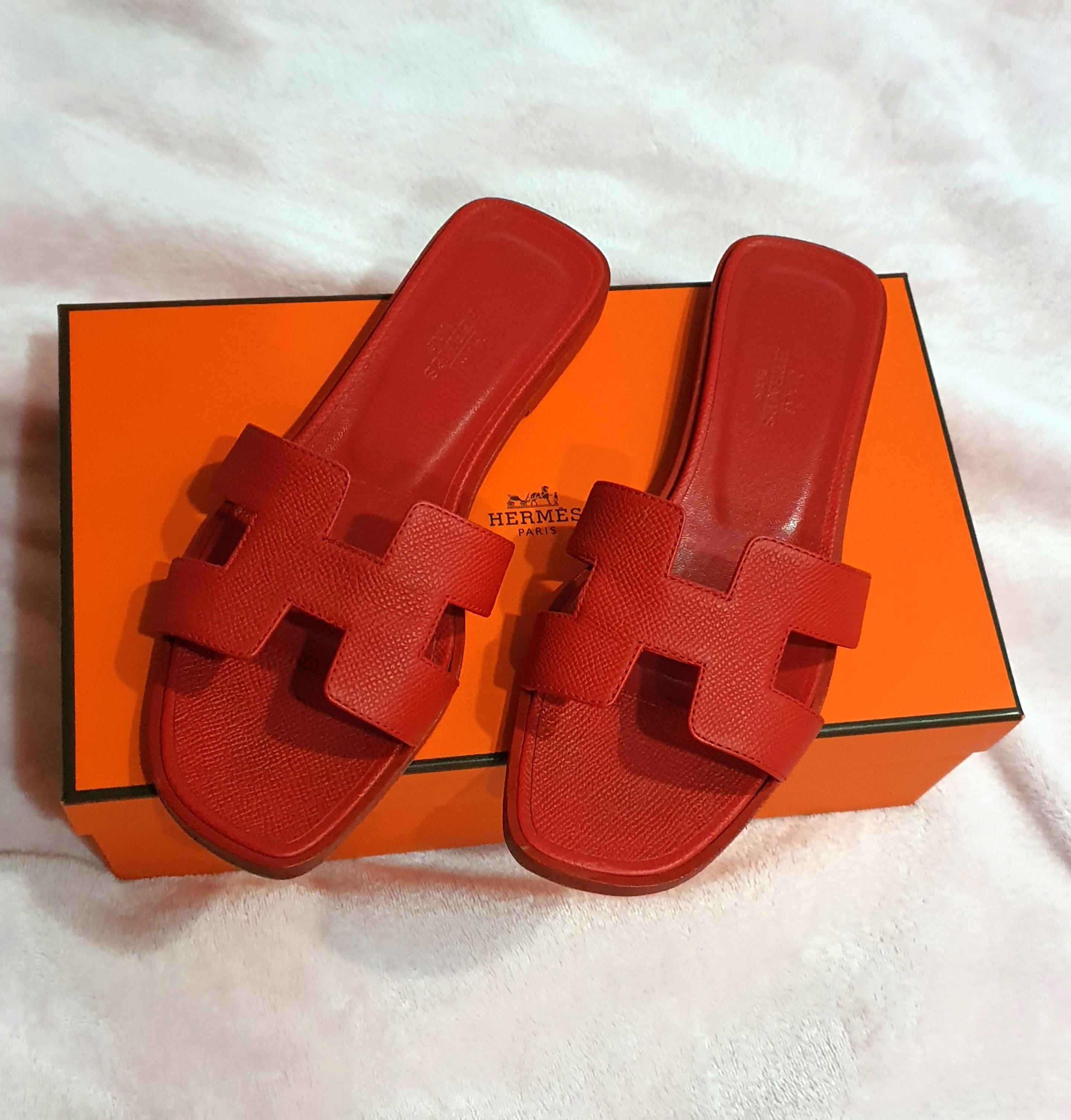 ❌SOLD❌ Hermes Red Oran Sandals, Luxury 