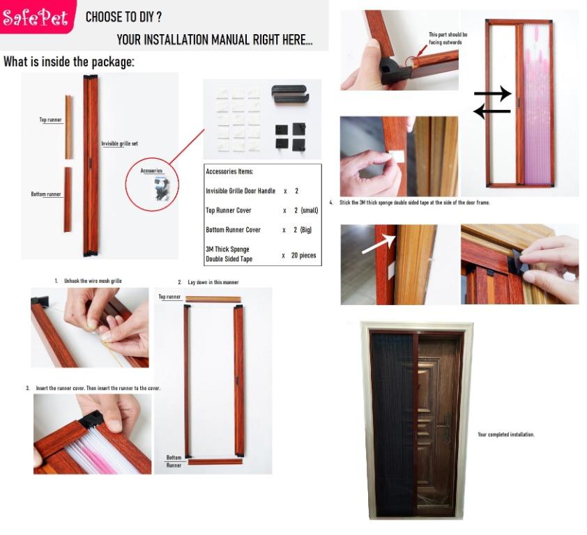 Invisible Sliding Door Grille for Cats , Pet Supplies, Homes & Other ...