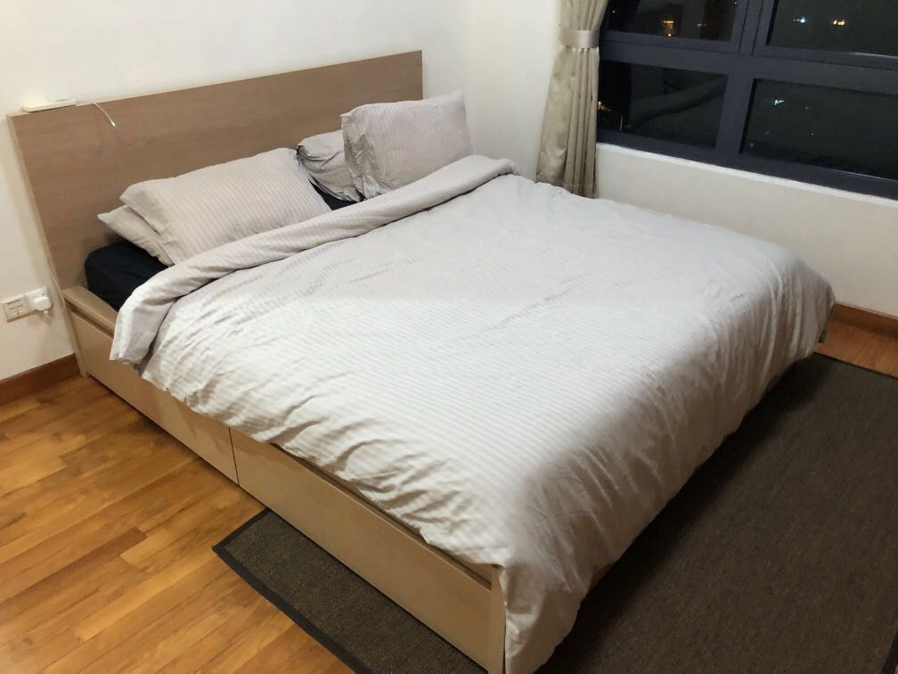 King Size Bed Ikea Malm Bed Frame Hesseng Matt Furniture Beds Mattresses On Carousell