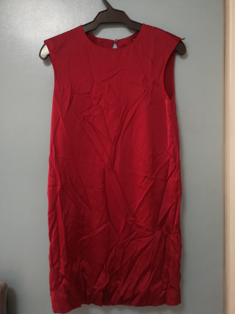 mango red satin dress
