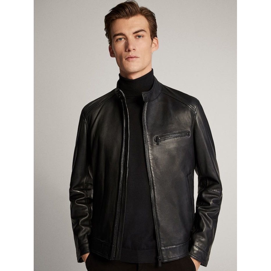 MASSIMO DUTTI NAPPA LEATHER JACKET, Men's Fashion, Tops u0026 Sets, Formal  Shirts on Carousell