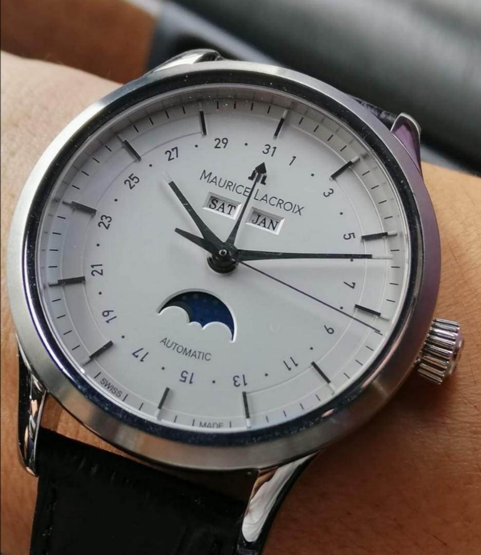 Maurice Lacroix Moonphase Triple Calender rare white dial Mk40 IWC Patek Longines Montblanc JLC Rolex