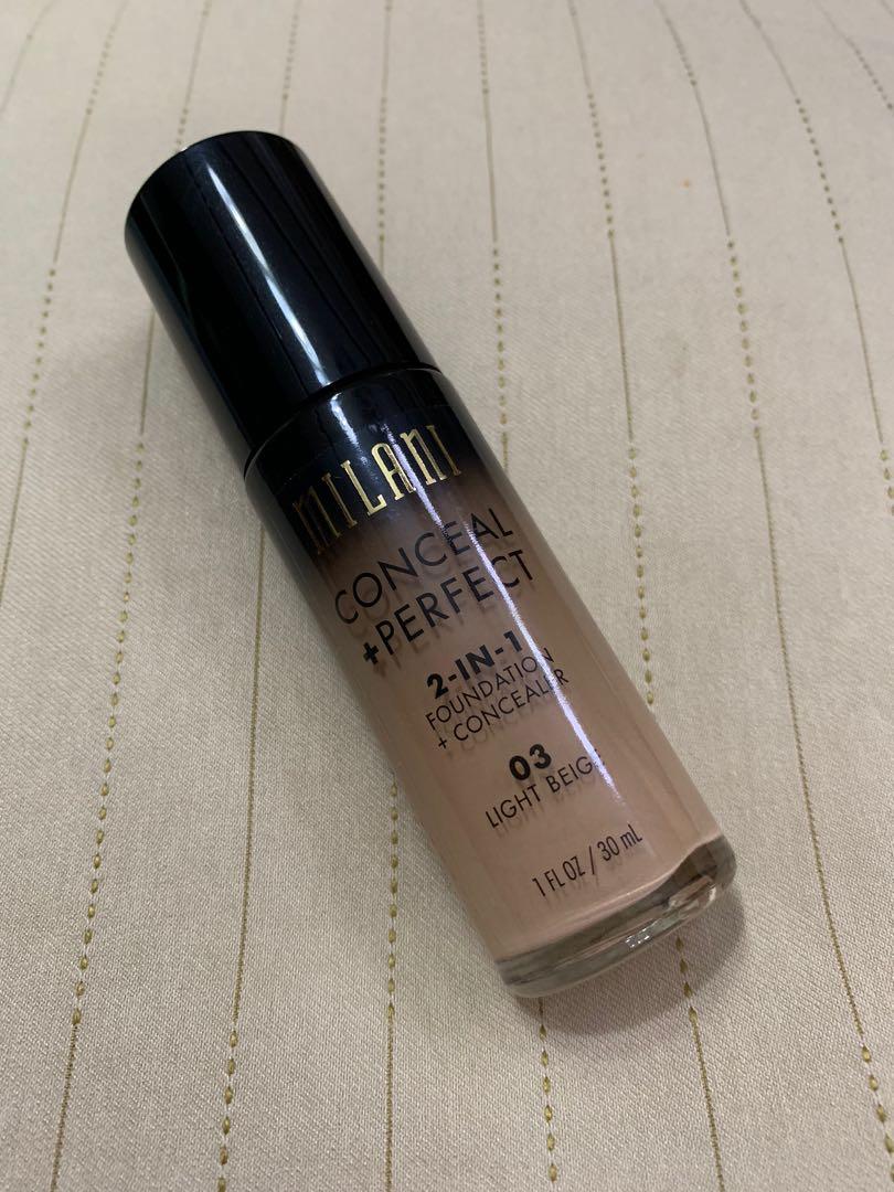 Milani Conceal + Perfect Foundation & Concealer (Light Beige) (Category: Makeup) located in Calamba. Submitted by wendyxdiane (Listing ID 1005271536, Image 1). Description: .