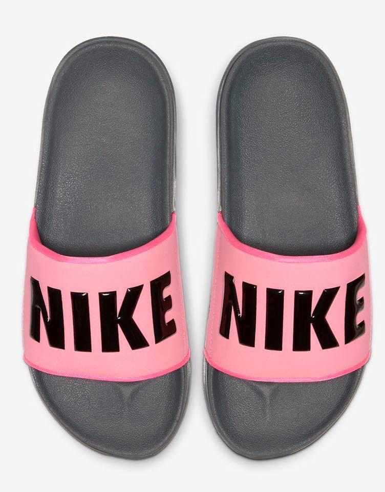 nike pink and black slides