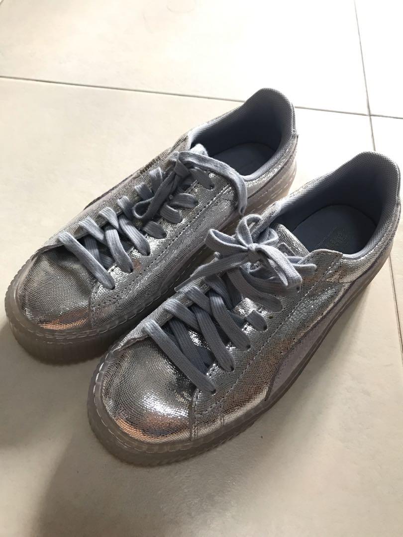 Puma basket metallic silver sale