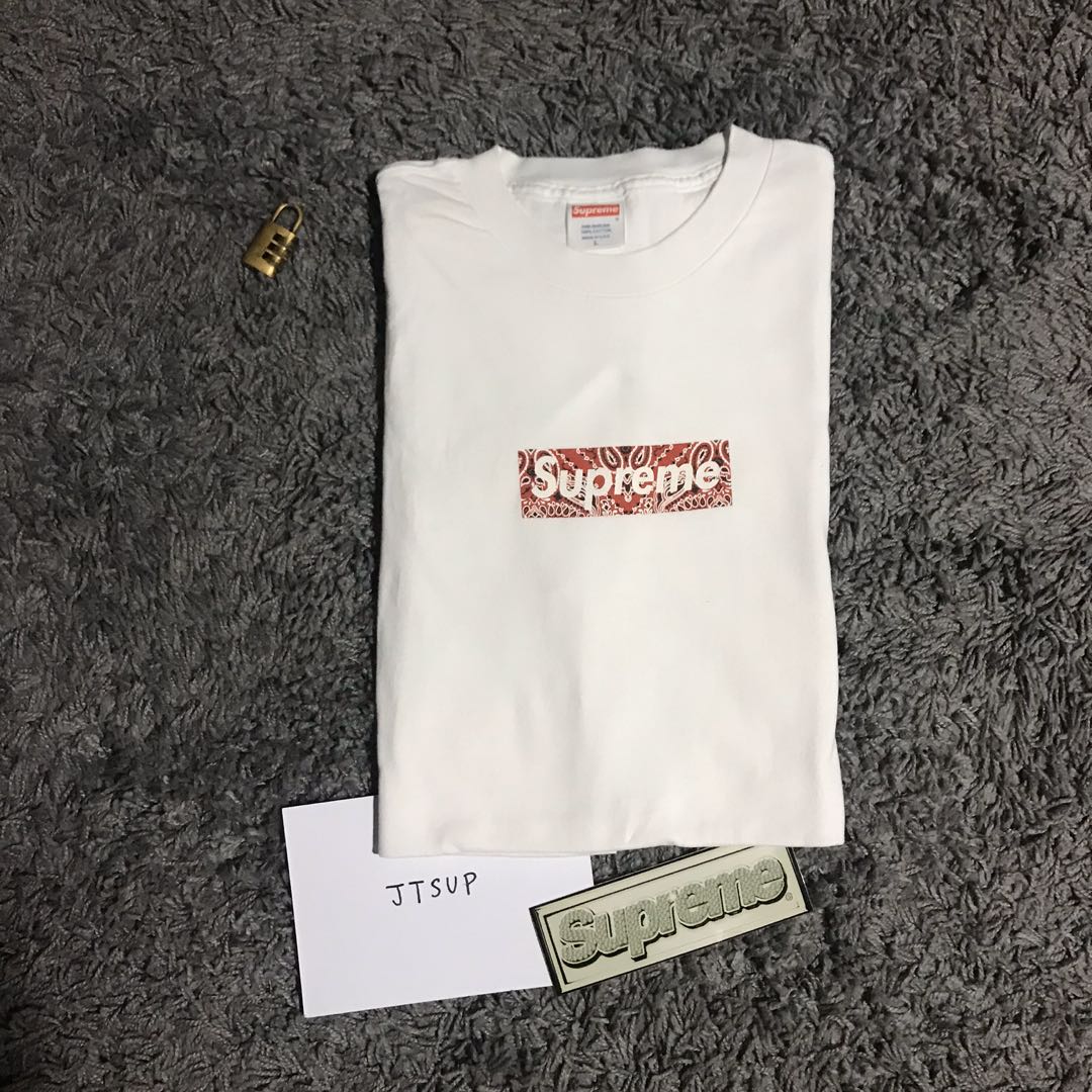 Supreme paisley box logo t shirt 2001