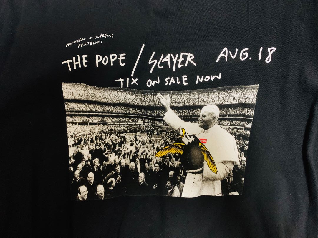 Supreme pope slayer tee online