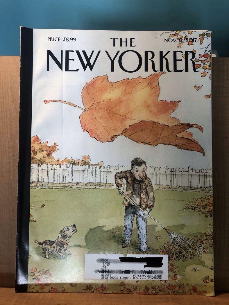 The New Yorker - November 2017 (Category: Magazines) located in Quezon City. Submitted by bibliophiled (Listing ID 1005213353, Image 1). Description: 3 for P400 if buying other similarly priced New Yorker magazines. Please check out my profile/other listings. RFS: Already read and enjoyed, time to share the love. *Personal details digitally blacked out..