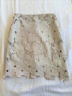 The Thread Theory Light Grey Crochet Skirt
