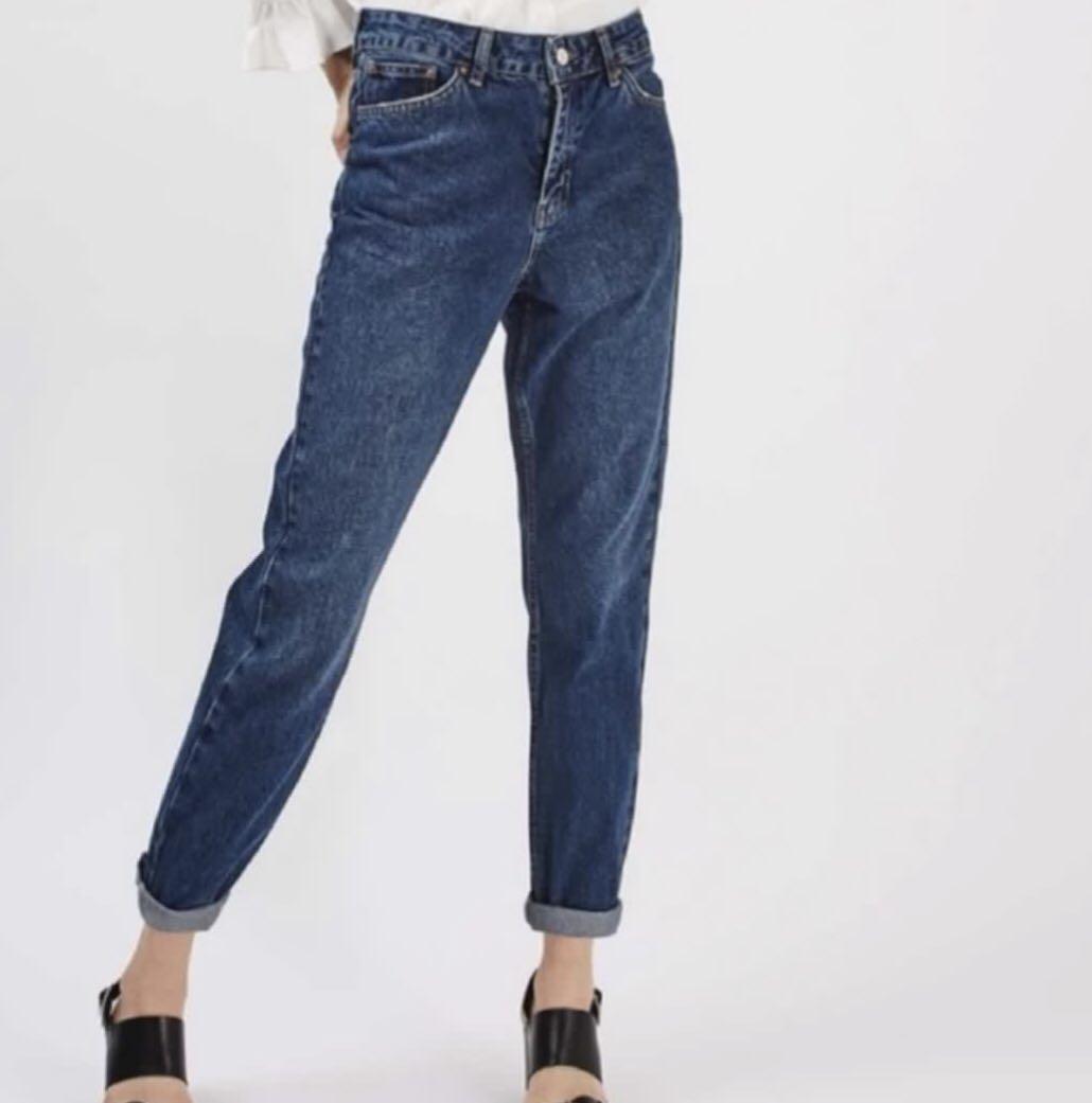 dark blue mom jeans topshop