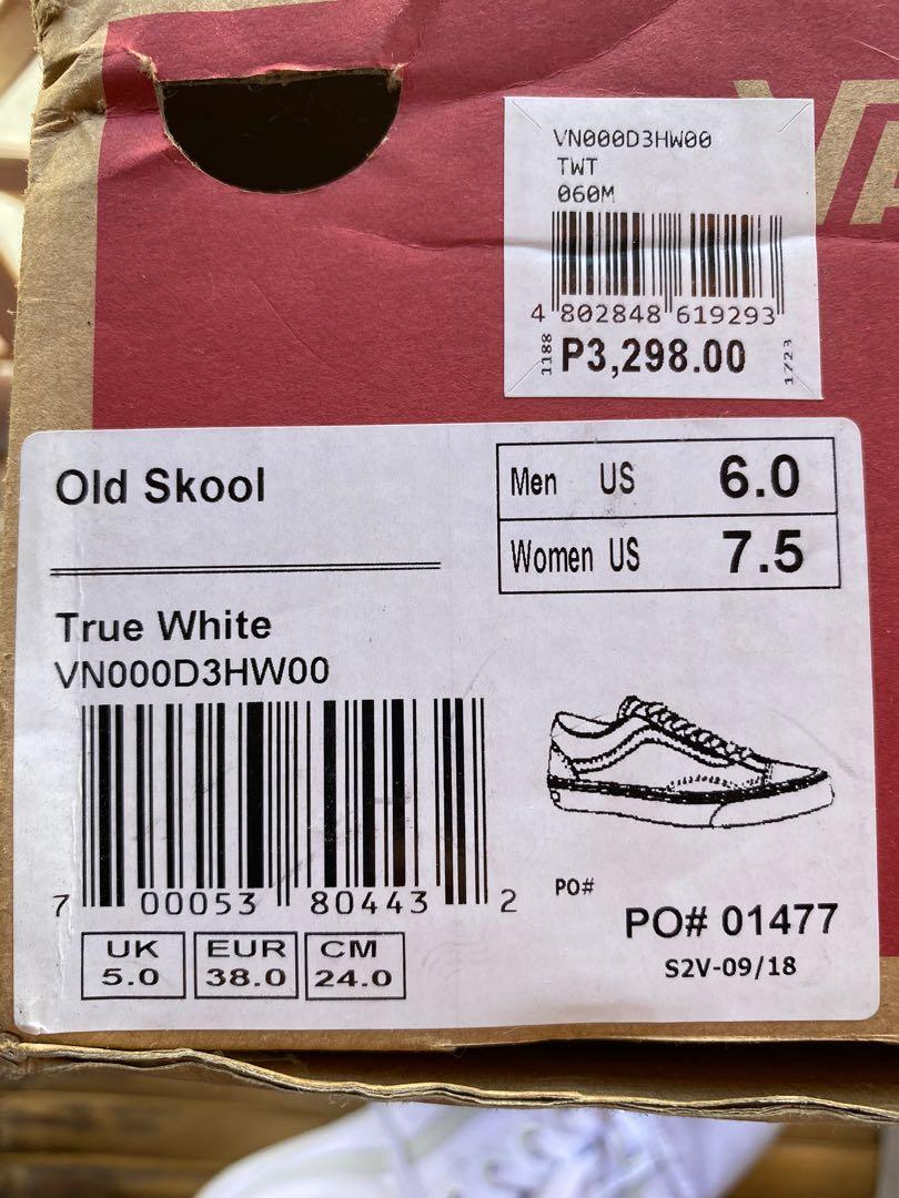 tag size vans old skool original