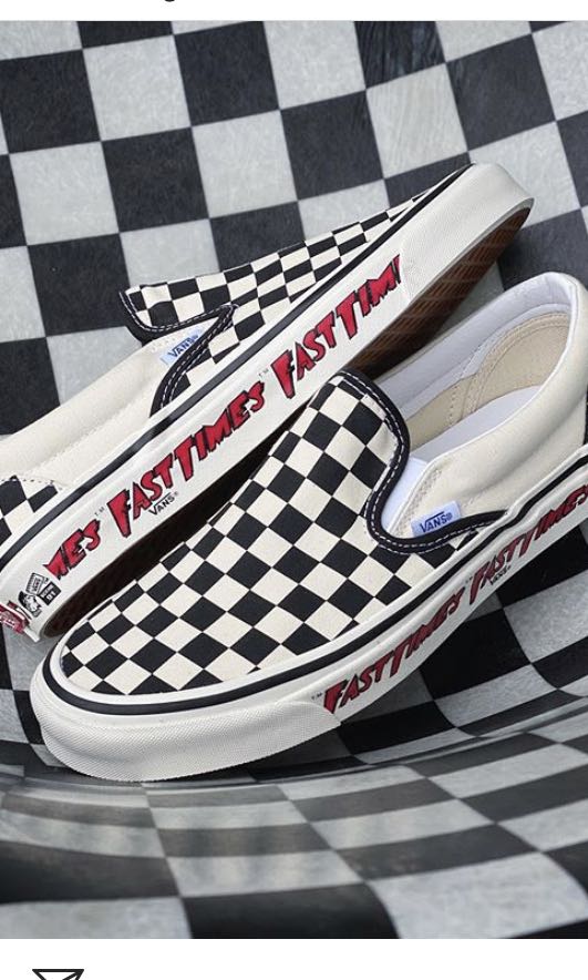 vans slip on checkerboard fast times