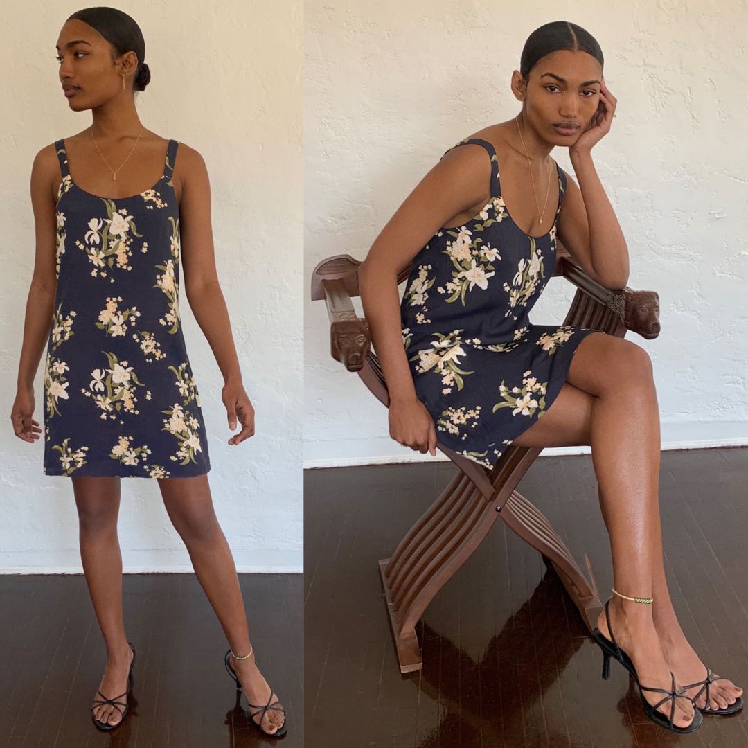 Reformation Puglia Cami Short Dress In Yolanda Black White Florals Authentic Ref Women S Fashion Tops Sleeveless On Carousell