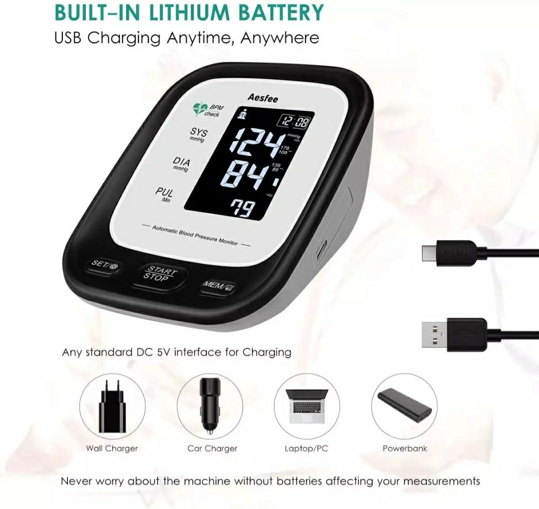 Aesfee AESU171 Upper Arm Blood Pressure Monitor USB Rechargeable