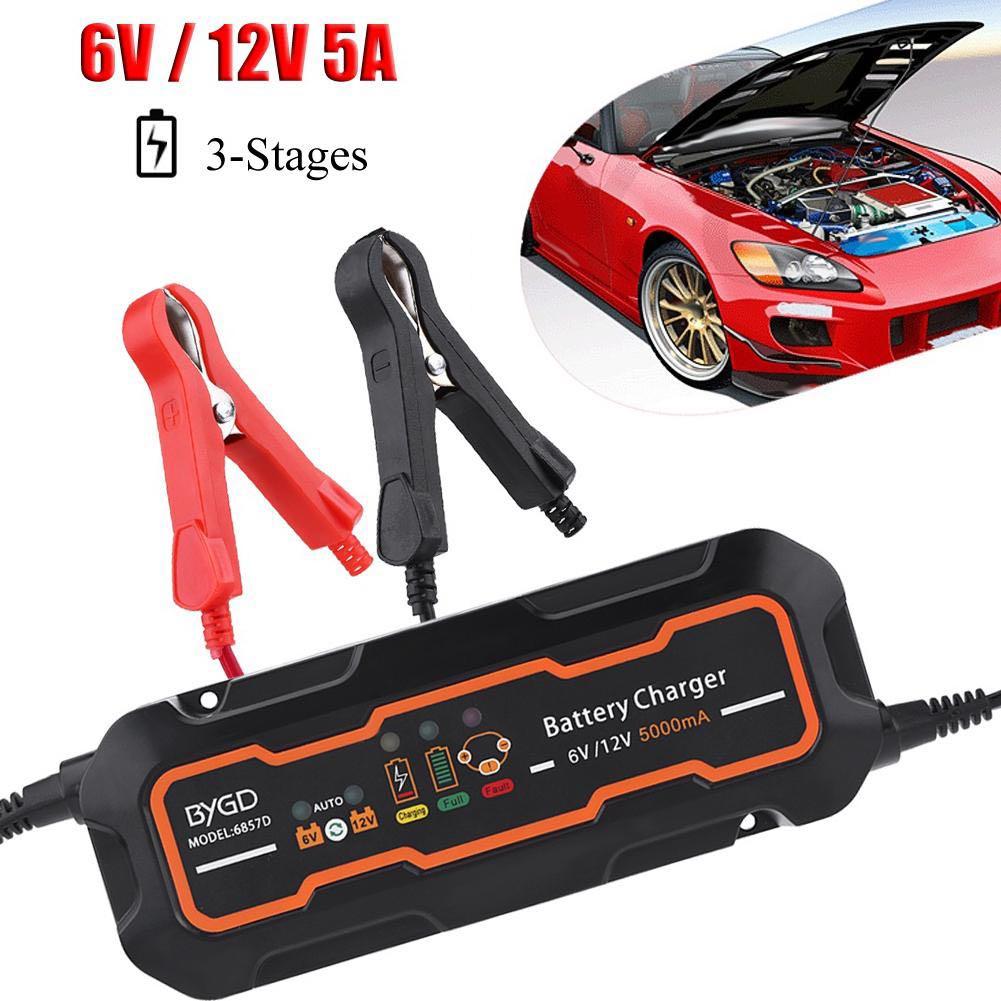 Car Battery Charger, 6V-12V 5A Smart Battery Trickle Charger Automotive  Battery Charger Maintainer for Car Truck Motorcycle Lawn Mower Marine Lead