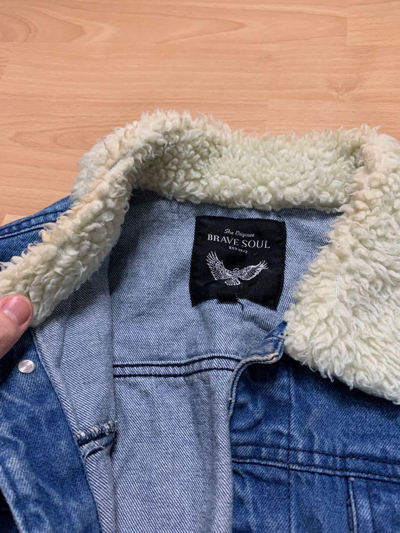 Brave soul denim on sale jacket with fleece collar