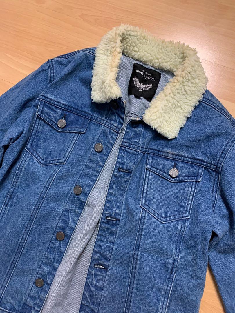 Brave soul denim jacket with borg collar 2025
