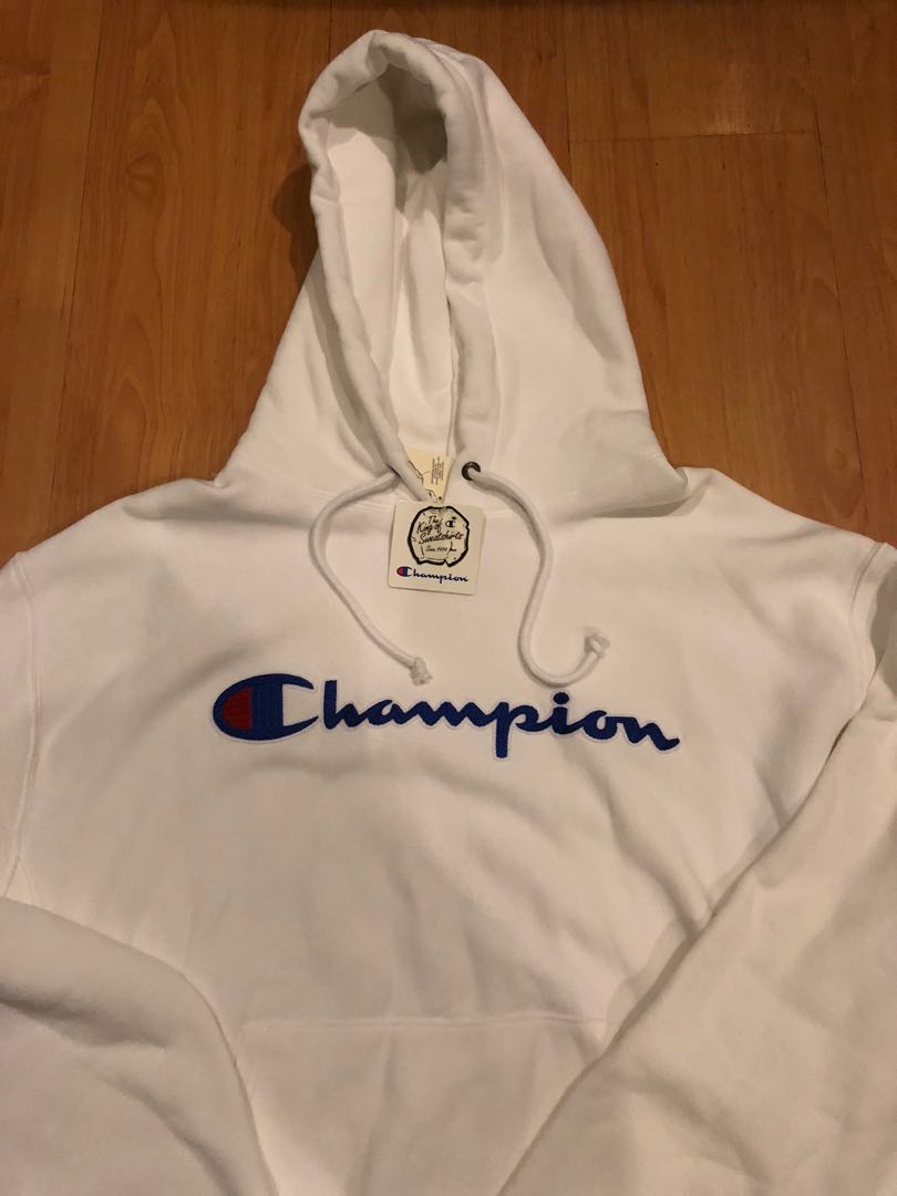White champion deals reverse weave hoodie