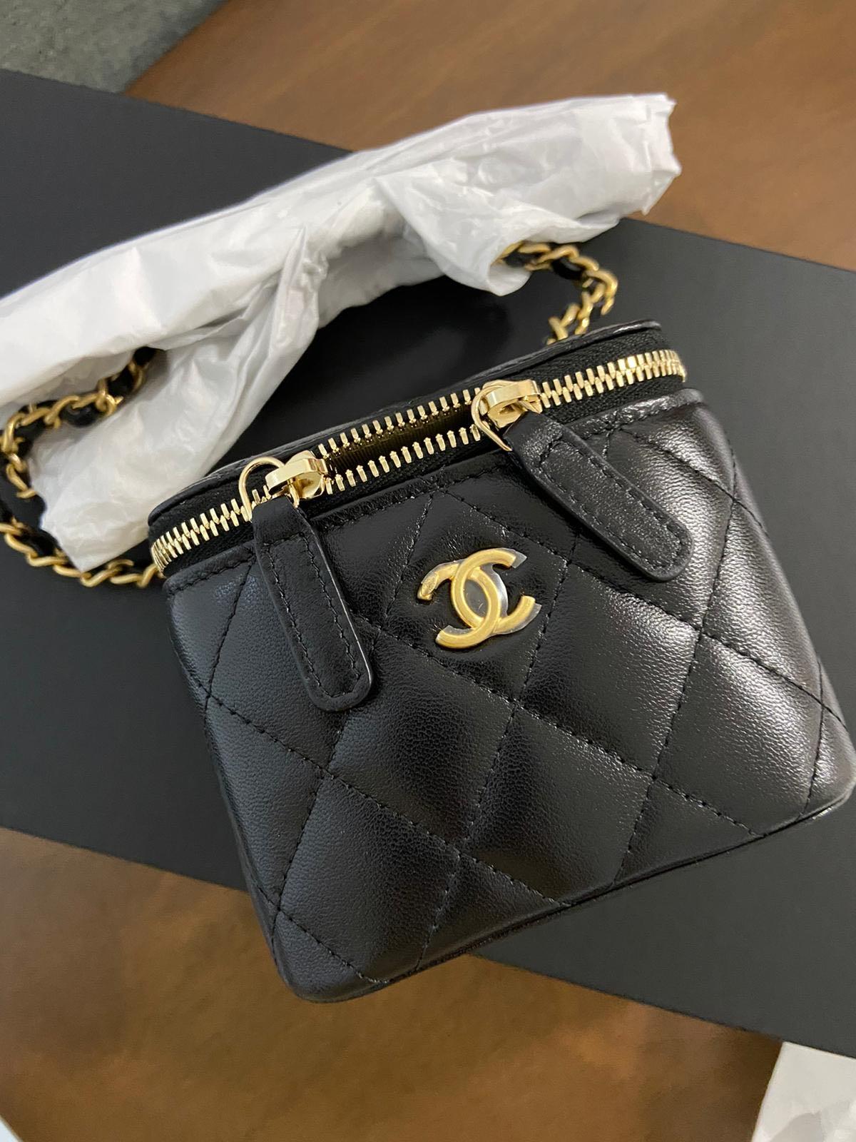 Chanel Classic Black Lambskin Pearl Crush Vanity Bag  The Millionaires  Closet