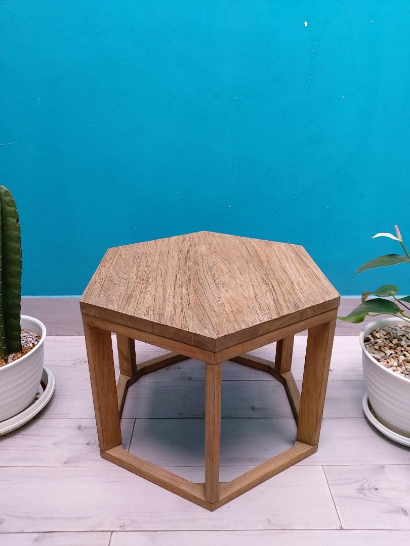 Side Table Coffee Table Serat Kayu Perabotan Rumah Di Carousell