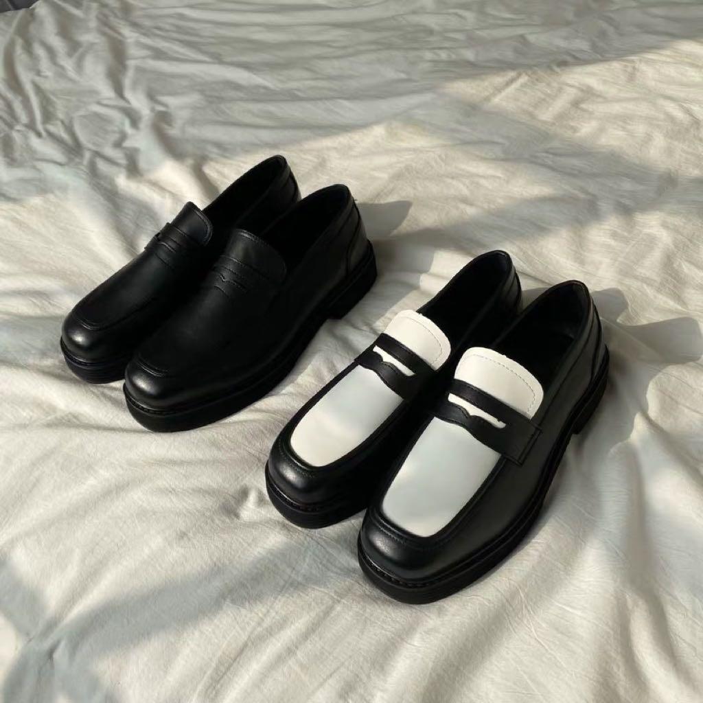 white and black loafers mens