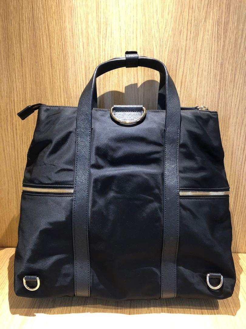 Henri Bendel Black Nylon Mini Jetsetter Convertible backpack