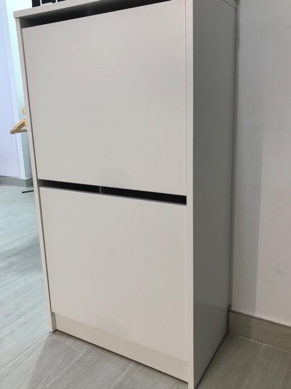 Ikea Shoe Cabinet Bissa Shoe Cabinet With 2 Compartments White 49x93 Cm Furniture Others On Carousell
