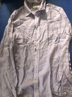 Lilac Linen Button Down Long Sleeve Shirt