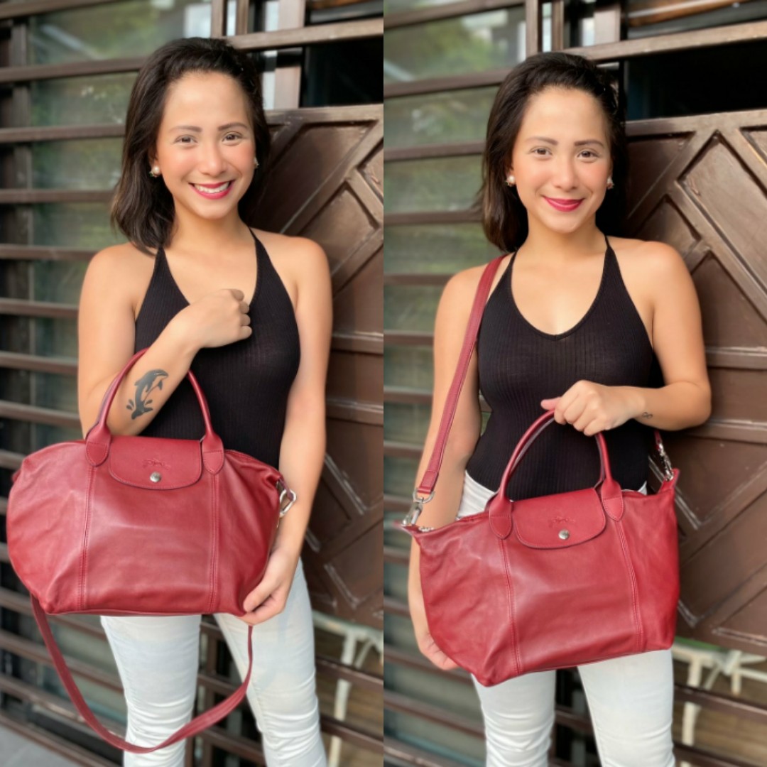 Longchamp Le Pliage Cuir Burgundy Small Two way Bag., Women's Fashion, Bags  & Wallets, Tote Bags on Carousell