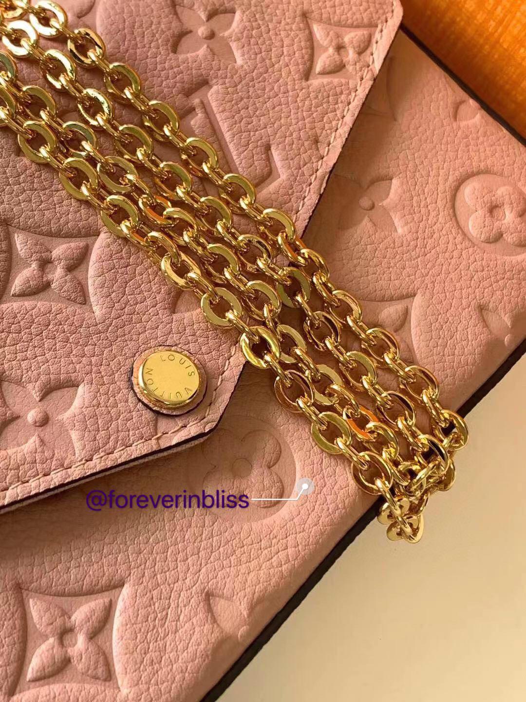 LOUIS VUITTON Empreinte Pochette Felicie Chain Wallet Rose Poudre