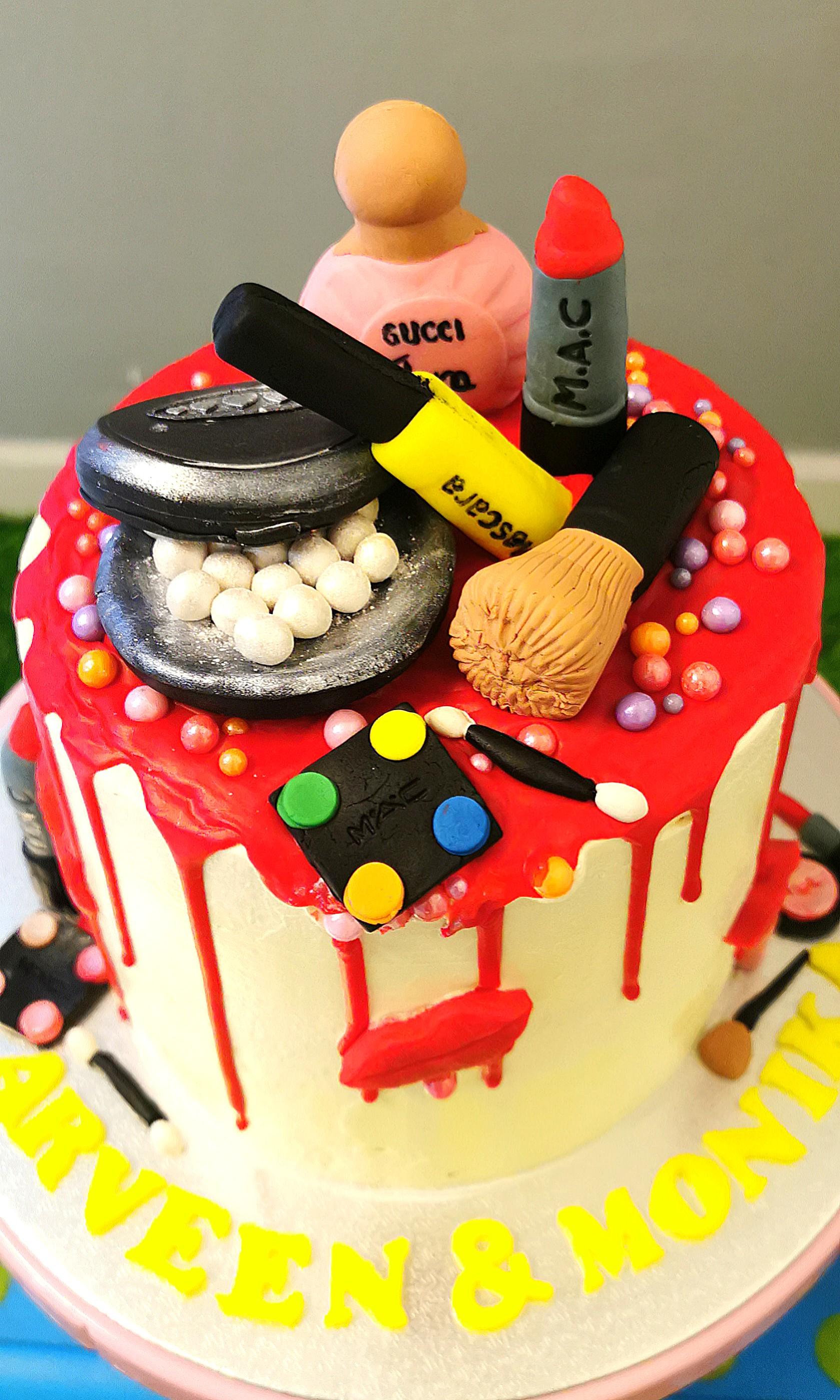 MakeUp Drip Cake, Food & Drinks, Baked Goods on Carousell