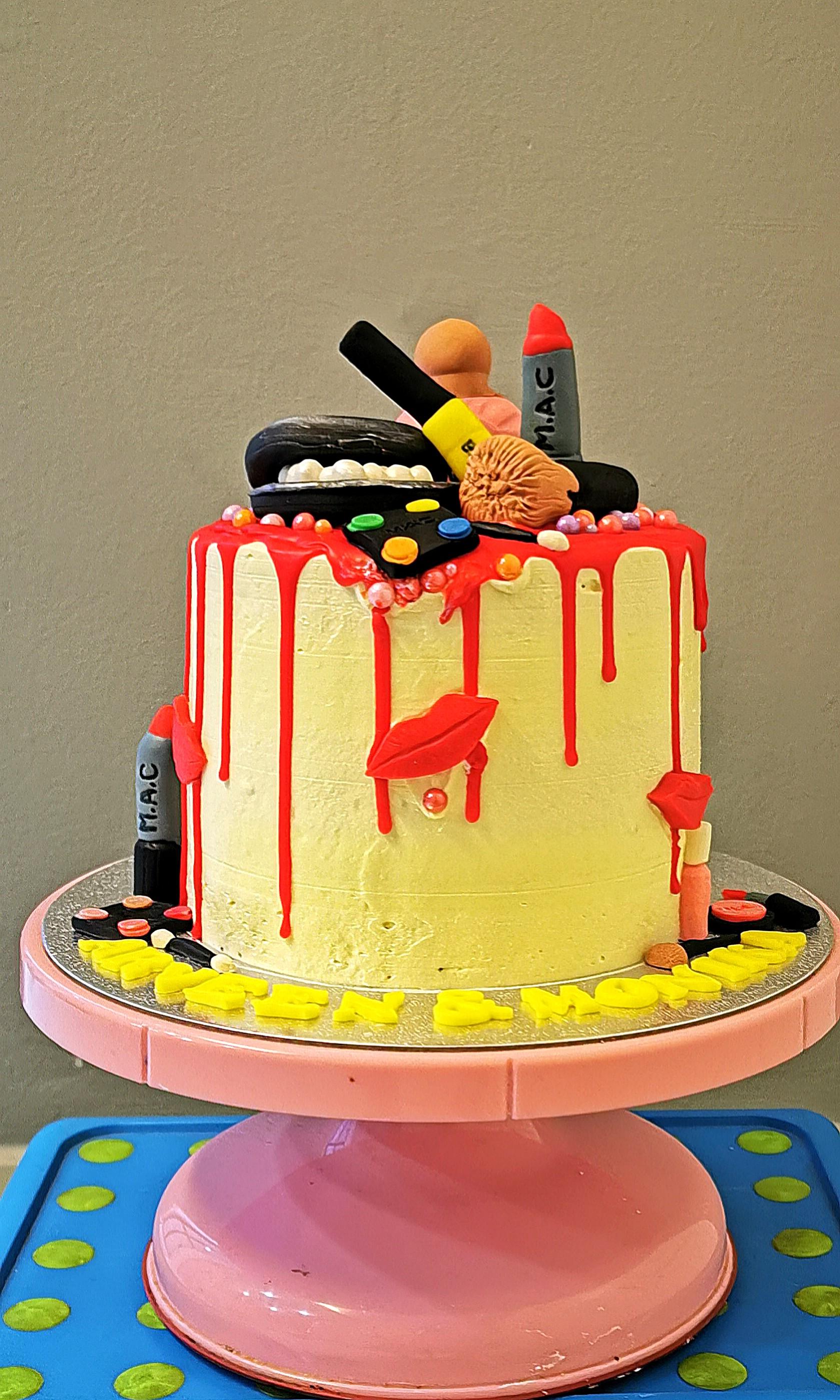 MakeUp Drip Cake, Food & Drinks, Baked Goods on Carousell