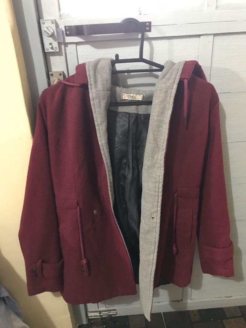 maroon winter coat womens