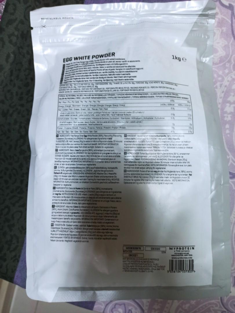 MYPROTEIN Egg white powder, Health & Nutrition, Health Supplements