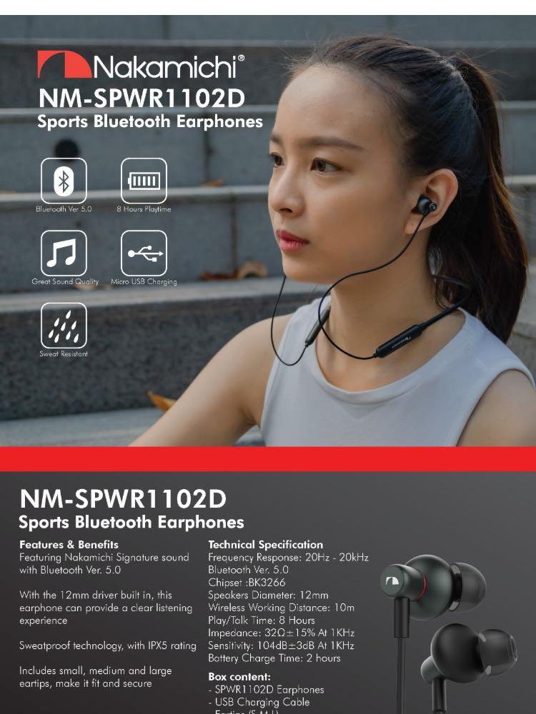 Nakamichi SPWR1102D Sports Bluetooth Earphones