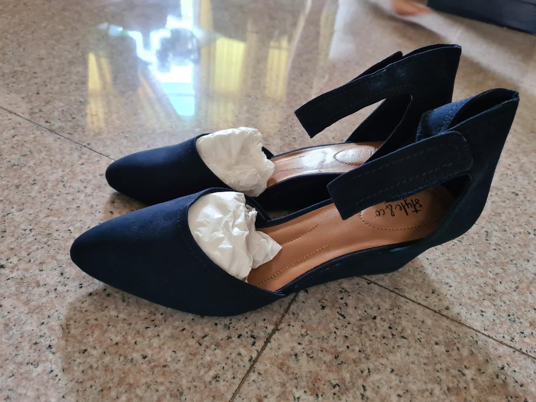 womens navy blue wedge shoes