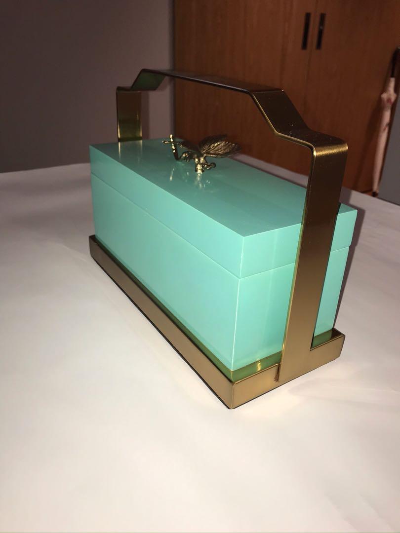 Nordic Tiffany blue storage box display box with gold handle