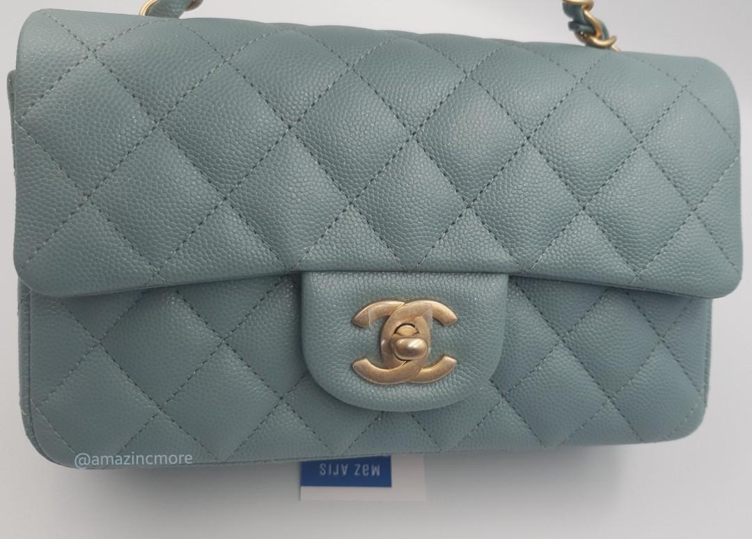 Reserved for an Aussie buyer - Chanel 18C mini rectangular light blue  caviar, Luxury, Bags & Wallets on Carousell