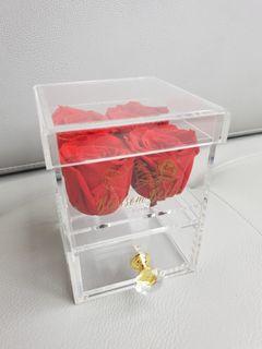 Preserved Ecuadorian Rose in a Crystal Jewelry Box
