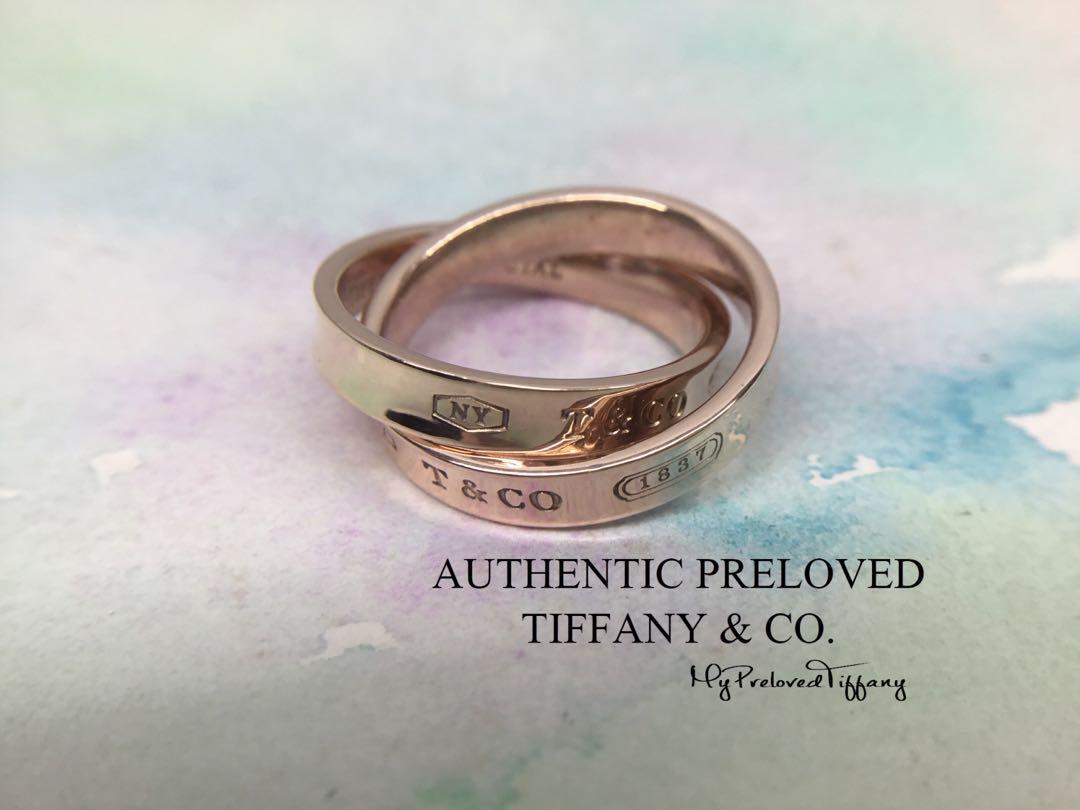 RARE Authentic Tiffany Co. 1837 interlocking Rubedo Metal Ring 4 Women s Fashion Jewelry Organisers Precious Stones on Carousell
