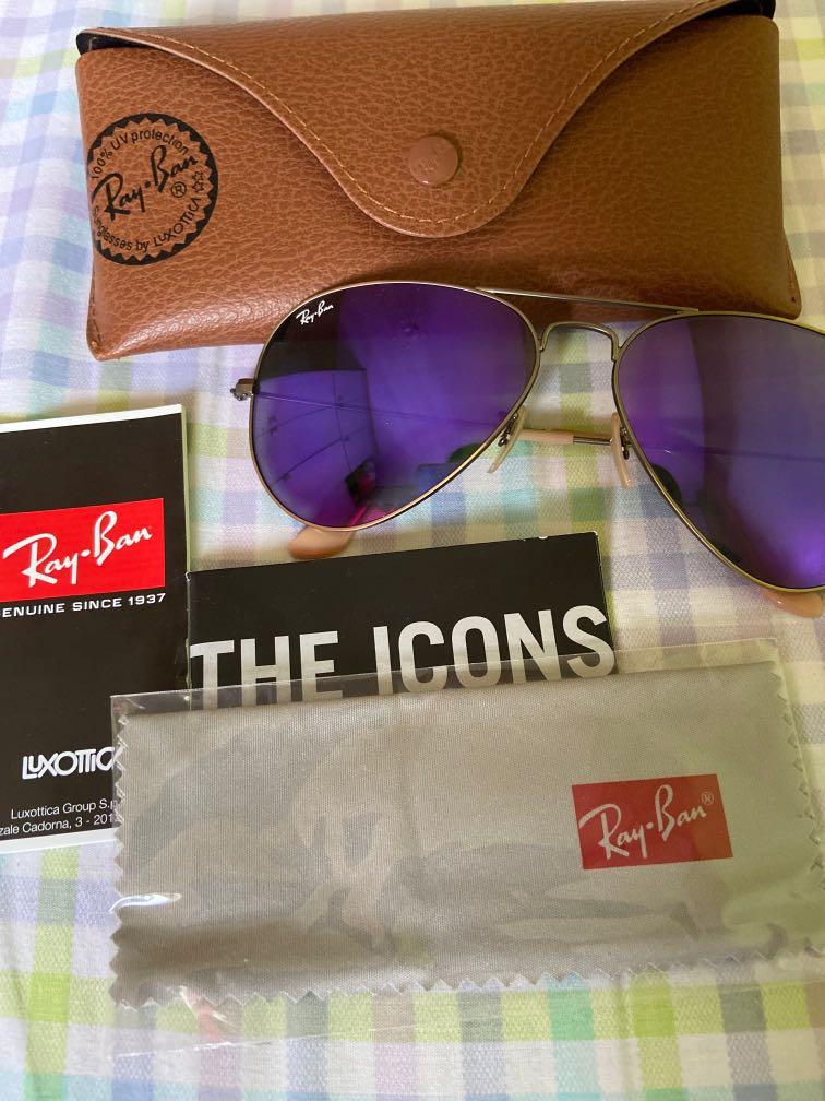Authentic Ray-Ban Aviator RB3025 Bronze-Copper Frame Violet Mirror Flash  Lenses, Women's Fashion, Watches & Accessories, Sunglasses & Eyewear on  Carousell