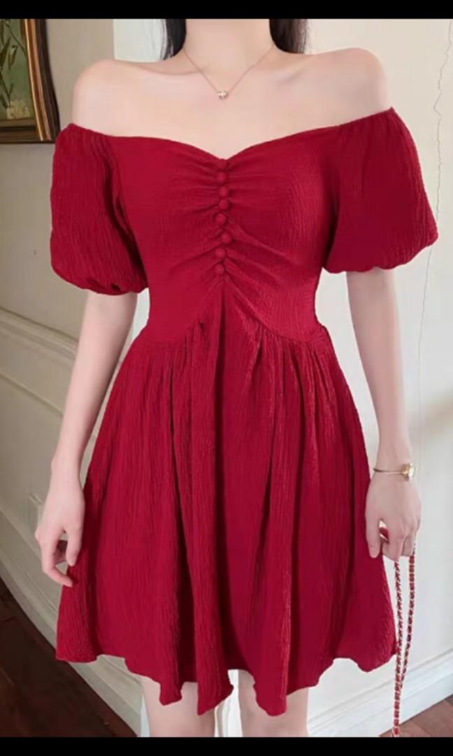 Red Off Shoulder Dress Plus Size UK20 