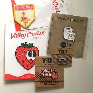 Assorted Embroidered  Patches and Metal Pin