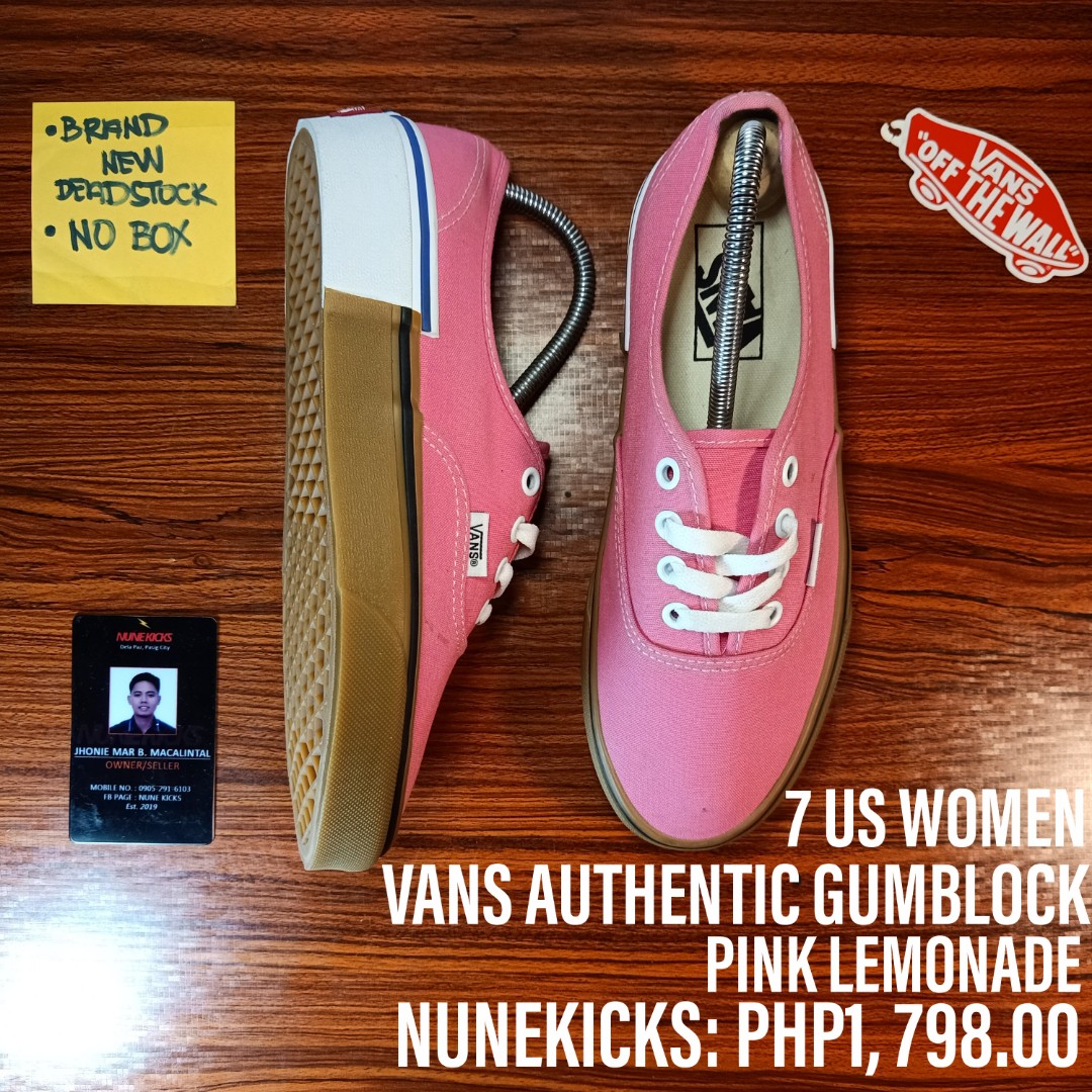 VANS Shoes Mens 7.5 Authentic Gum Block Pink Lemonade White Skateboard  Sneaker