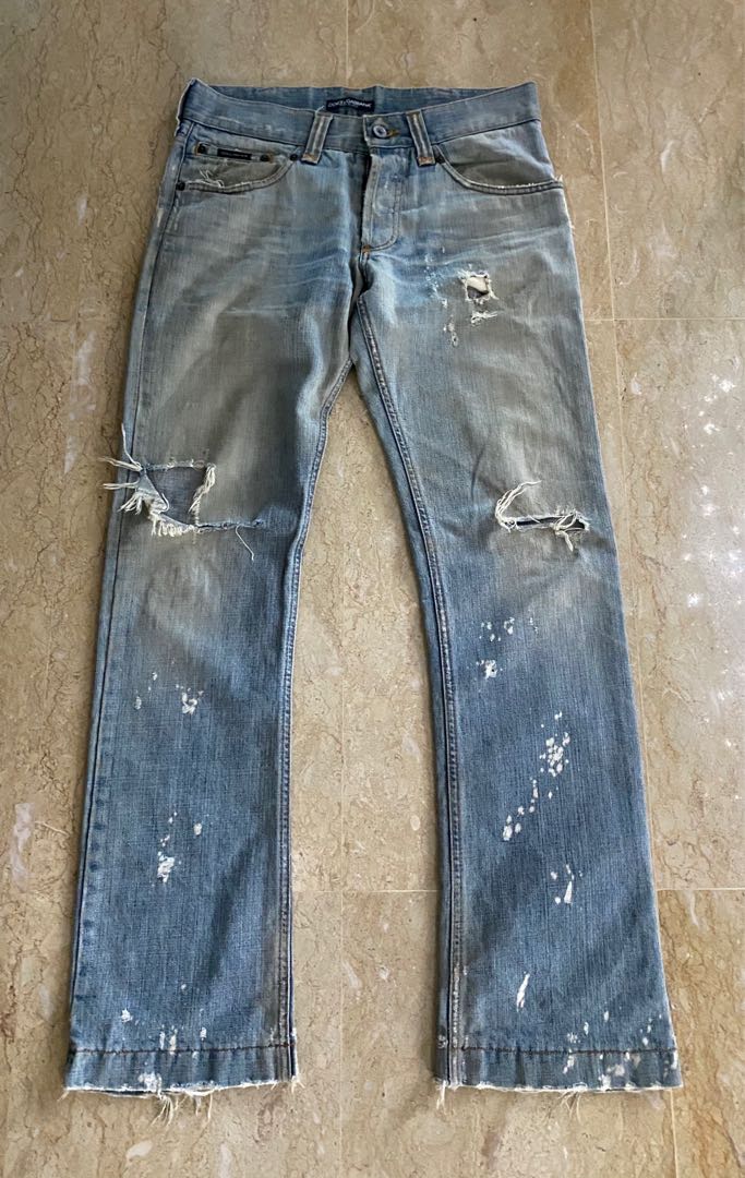 Vintage Dolce & Gabbana Distressed paint splatter Jeans, Men's 