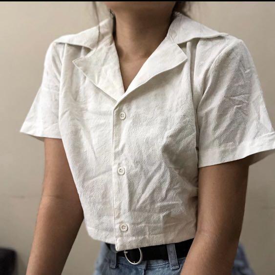 bnwt brandy melville white button up long sleeve top, Women's Fashion,  Tops, Other Tops on Carousell