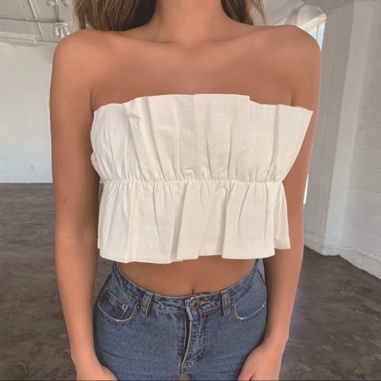 White ruffle tube top clearance